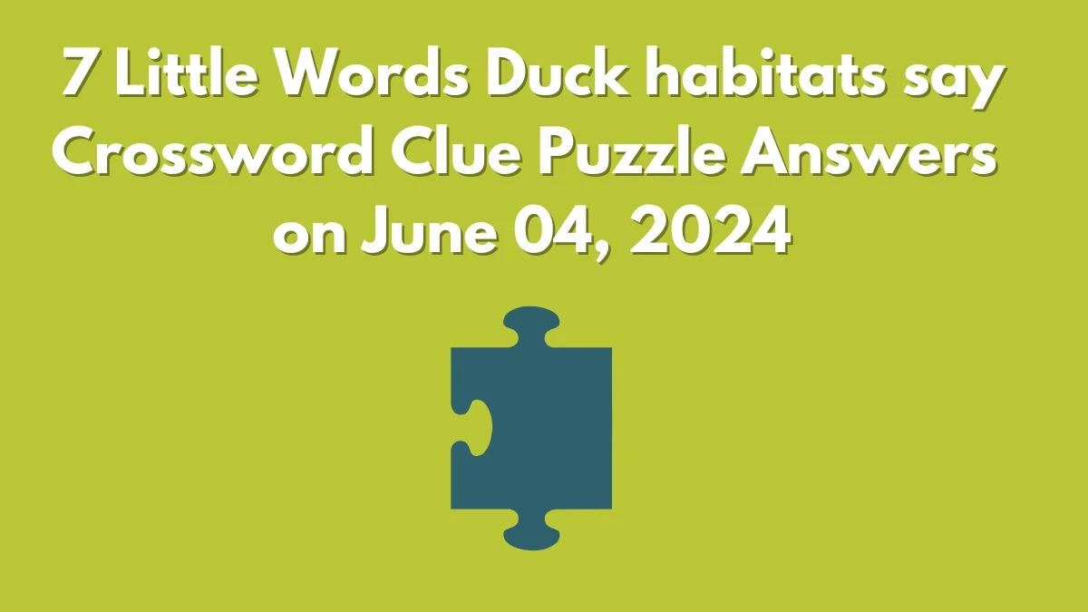 7 Little Words Duck habitats say Crossword Clue Puzzle Answers on June 04, 2024