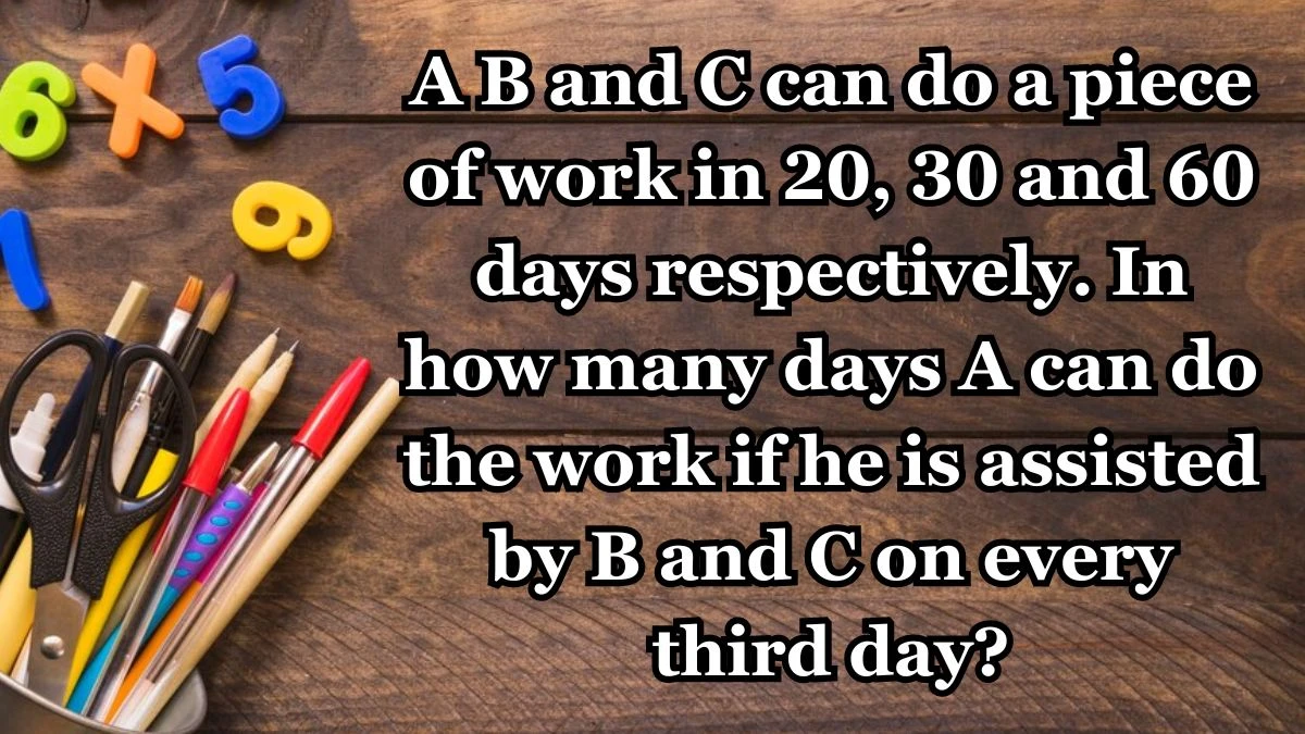 A B and C can do a piece of work in 20, 30 and 60 days respectively. In how many days A can do the work if he is assisted by B and C on every third day?