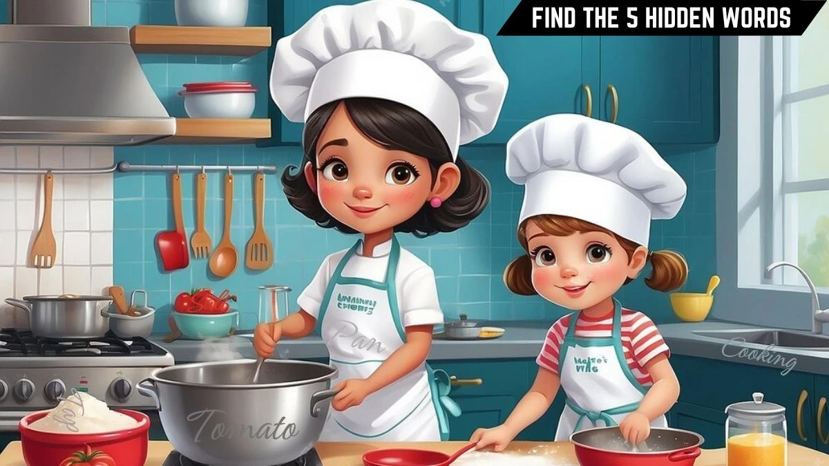 Brain Teaser IQ Test: Only high IQ people can spot the 5 hidden words in this little chef image in 10 secs