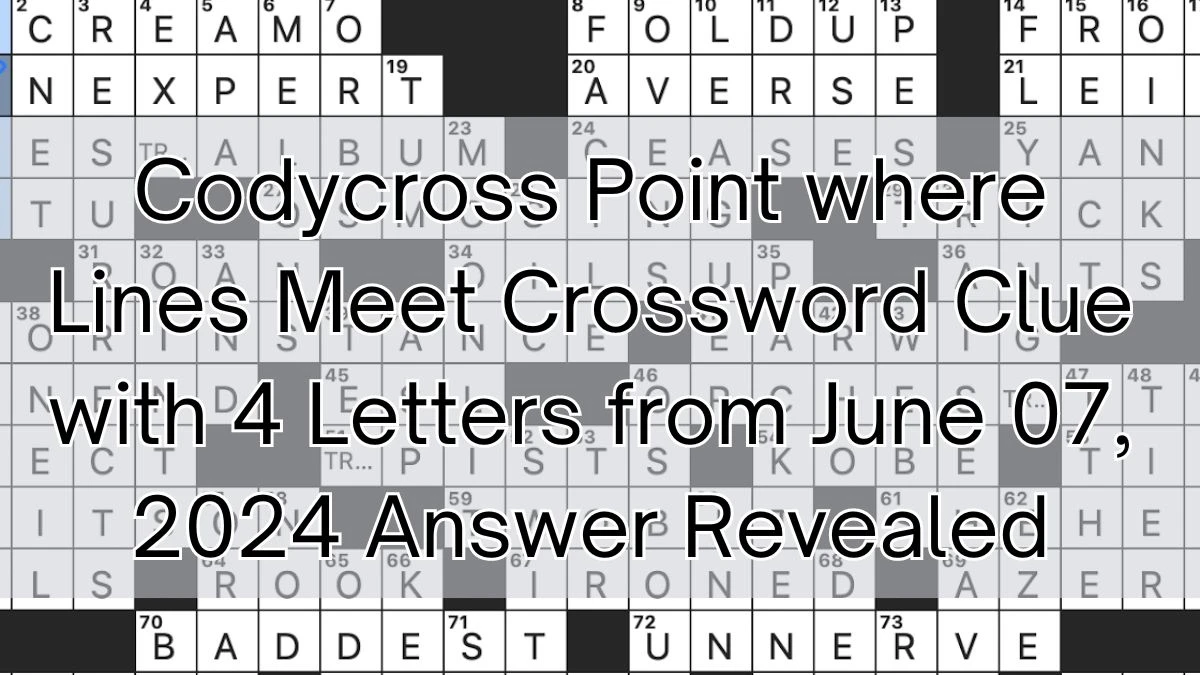 Codycross Point where Lines Meet Crossword Clue with 4 Letters from June 07, 2024 Answer Revealed