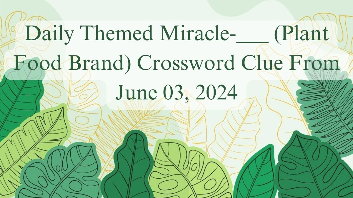 Daily Themed Miracle-___ (Plant Food Brand) Crossword Clue From June 03, 2024