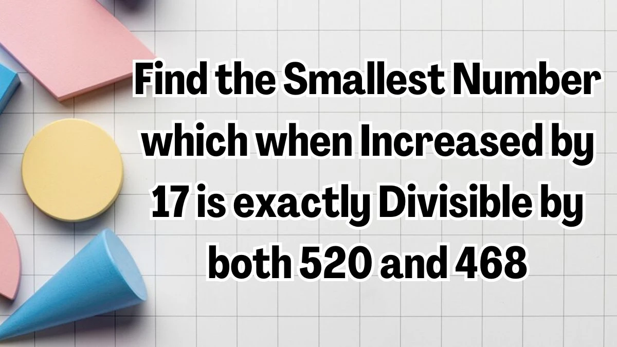 Find the Smallest Number which when Increased by 17 is exactly Divisible by both 520 and 468
