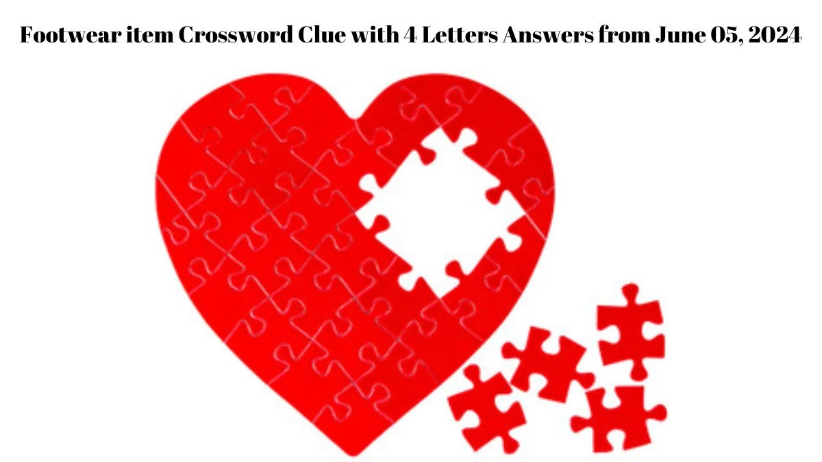 Footwear item Crossword Clue with 4 Letters Answers from June 05, 2024