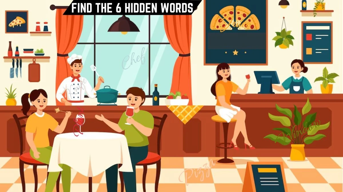 Genius IQ Test: Only 2 Out Of 10 Can Find the 6 Hidden Words in this Restaurant Image in 10 Secs