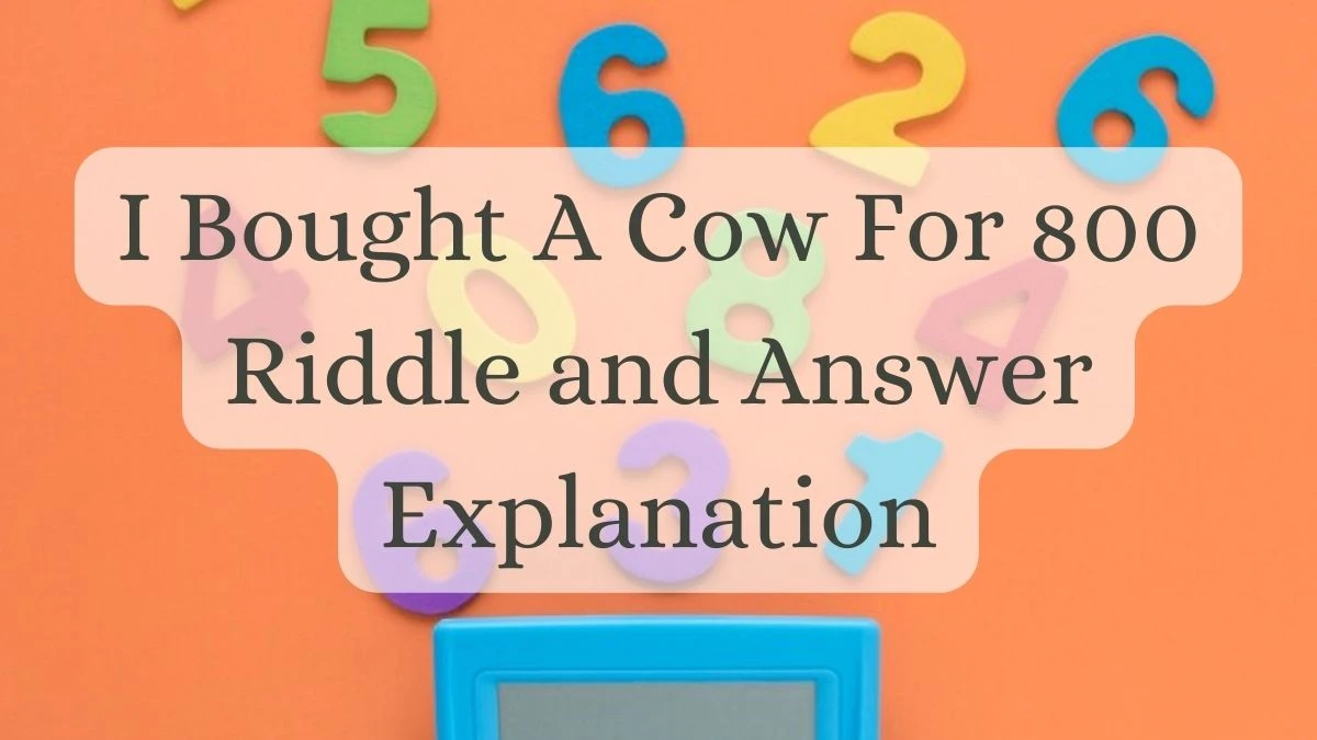 I Bought A Cow For 800 Riddle Answer Revealed
