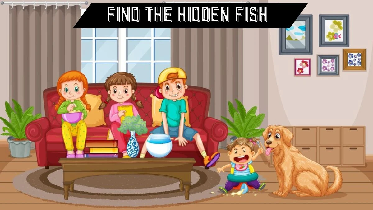 Optical Illusion Visual Test: Only 3% of attentive people can spot the hidden Fish in this Living Room Image in 9 Secs