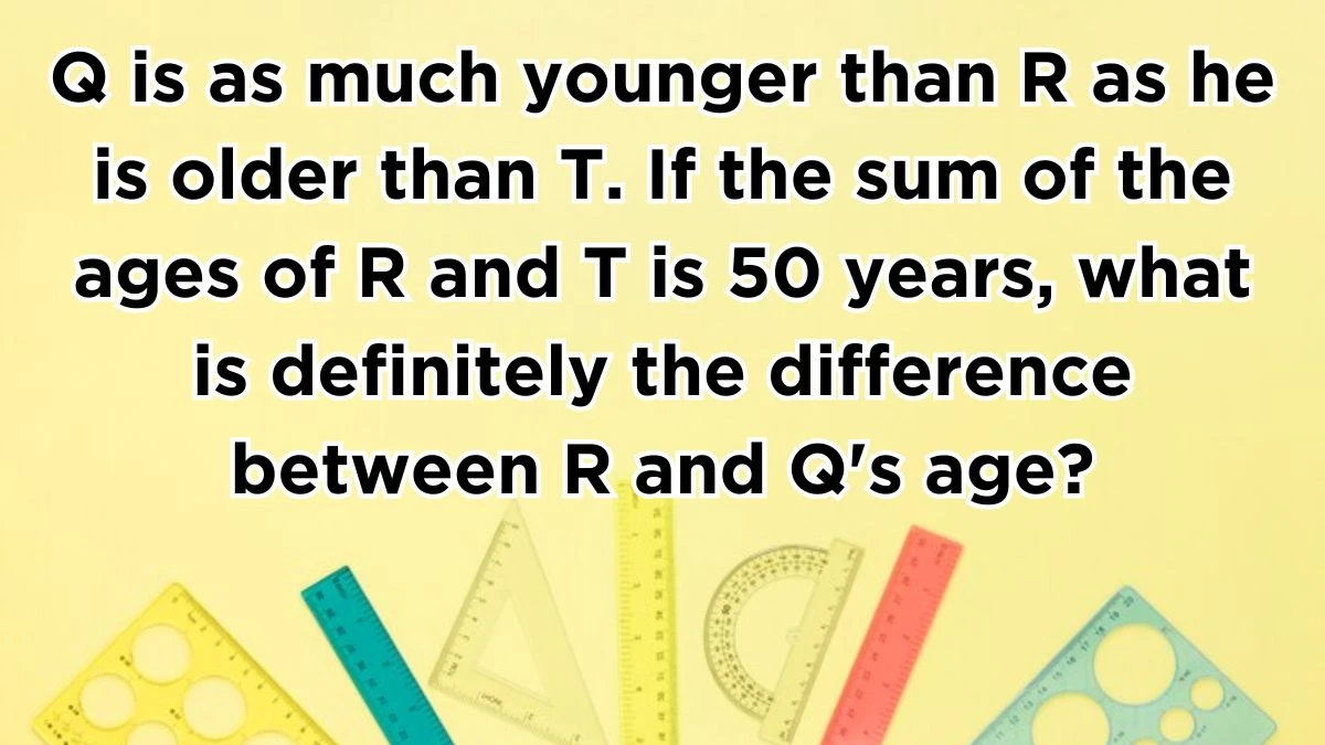 Q is as much younger than R as he is older than T. If the sum of the ages of R and T is 50 years, what is definitely the difference between R and Q's age?