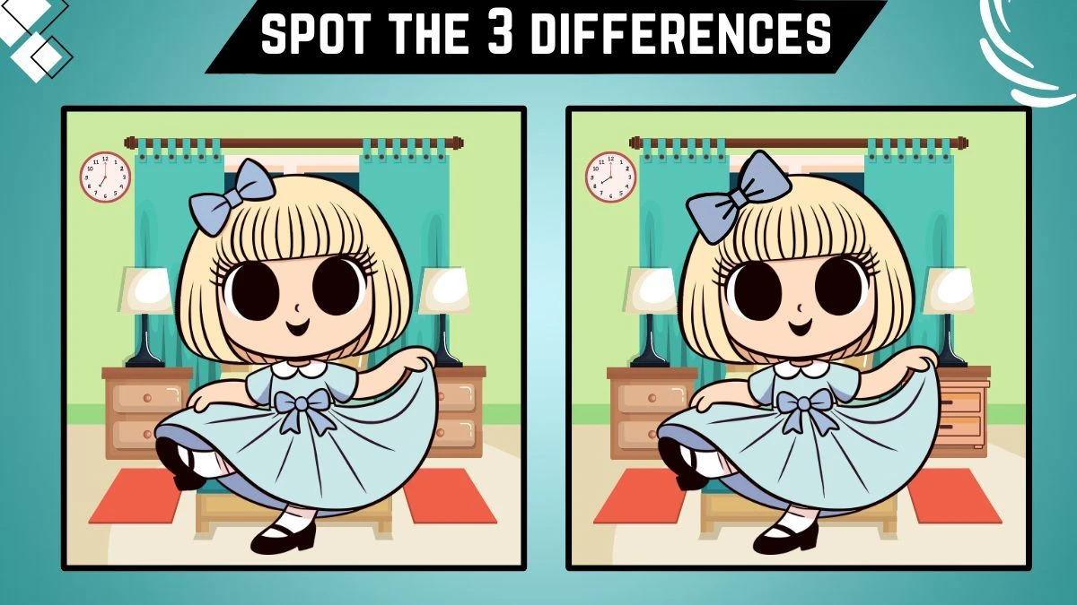 Spot the 3 Differences Picture Puzzle Game: Only People with 20/20 vision Can spot the 3 Differences in this Girl Image in 10 Secs