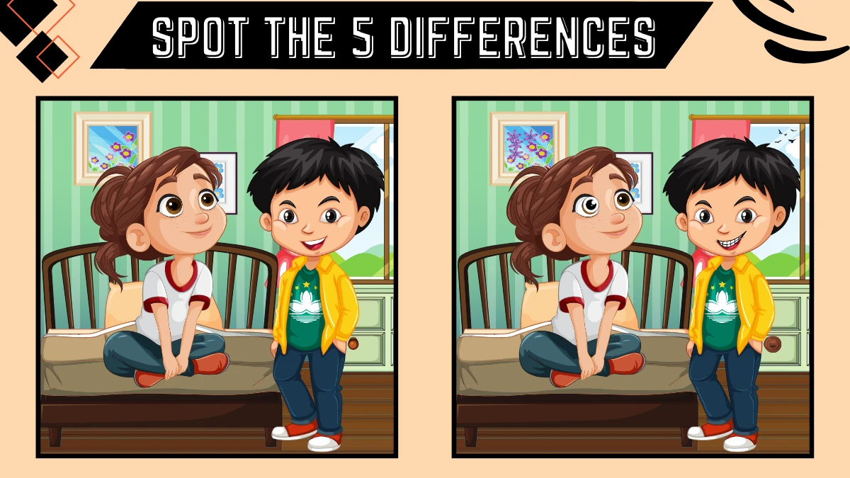 Spot the 5 Difference: Only the most attentive pair of eyes can spot the 5 difference in the boy and girl image within 16 seconds | Picture Puzzle Game