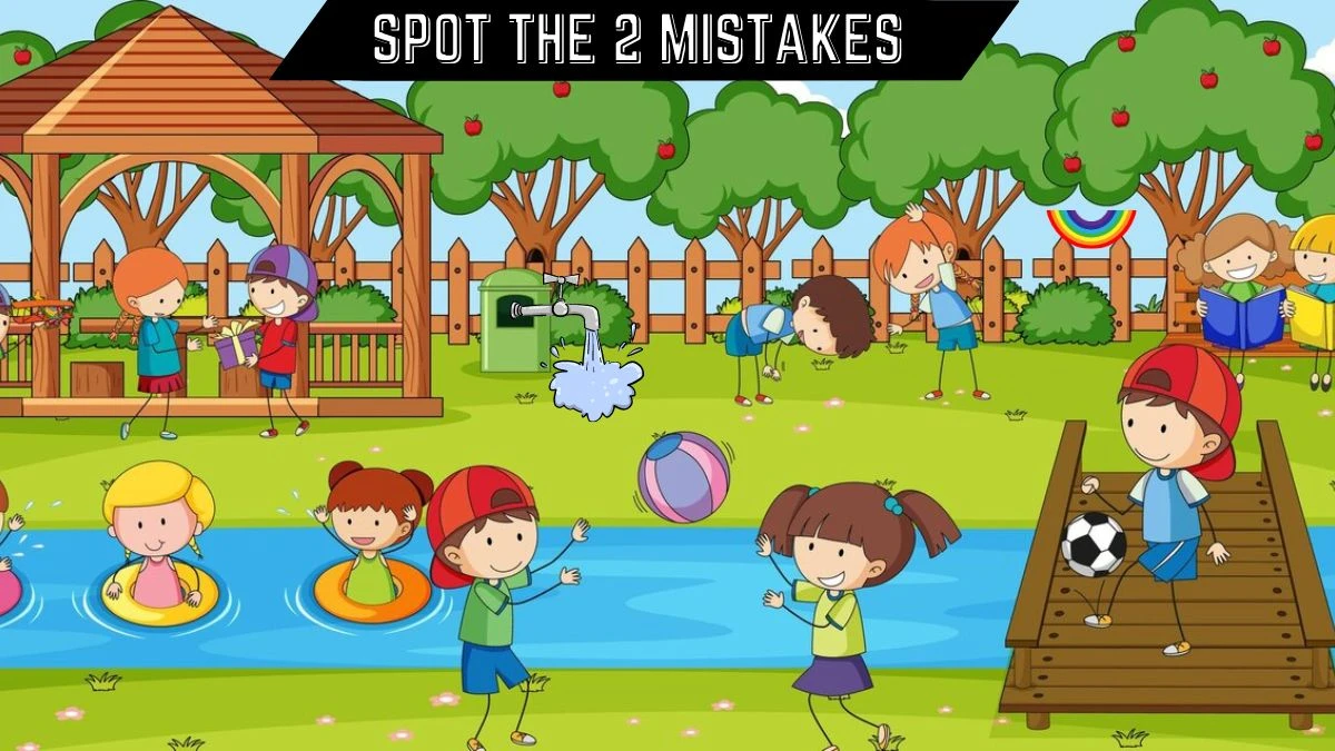 Spot the Mistake Picture Puzzle IQ Test: Only Puzzle Champions Can Spot the 2 Mistakes in  this Children's Play Area Picture in 10 Secs