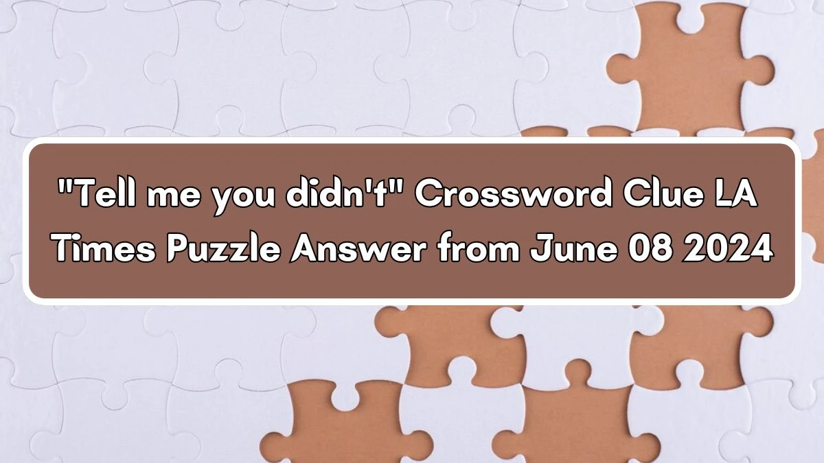 Tell me you didn't Crossword Clue LA Times Puzzle Answer from June 08 2024