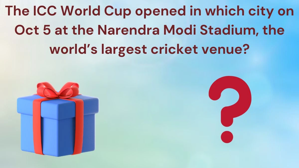 The ICC World Cup opened in which city on Oct 5 at the Narendra Modi Stadium, the world’s largest cricket venue? Amazon Quiz Answer Today June 20, 2024