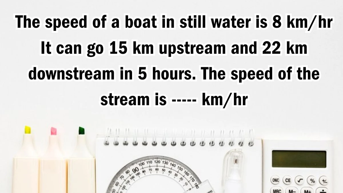The speed of a boat in still water is 8 km/hr It can go 15 km upstream and 22 km downstream in 5 hours. The speed of the stream is ----- km/hr