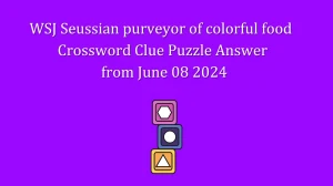 WSJ Seussian purveyor of colorful food Crossword Clue Puzzle Answer from June 08 2024