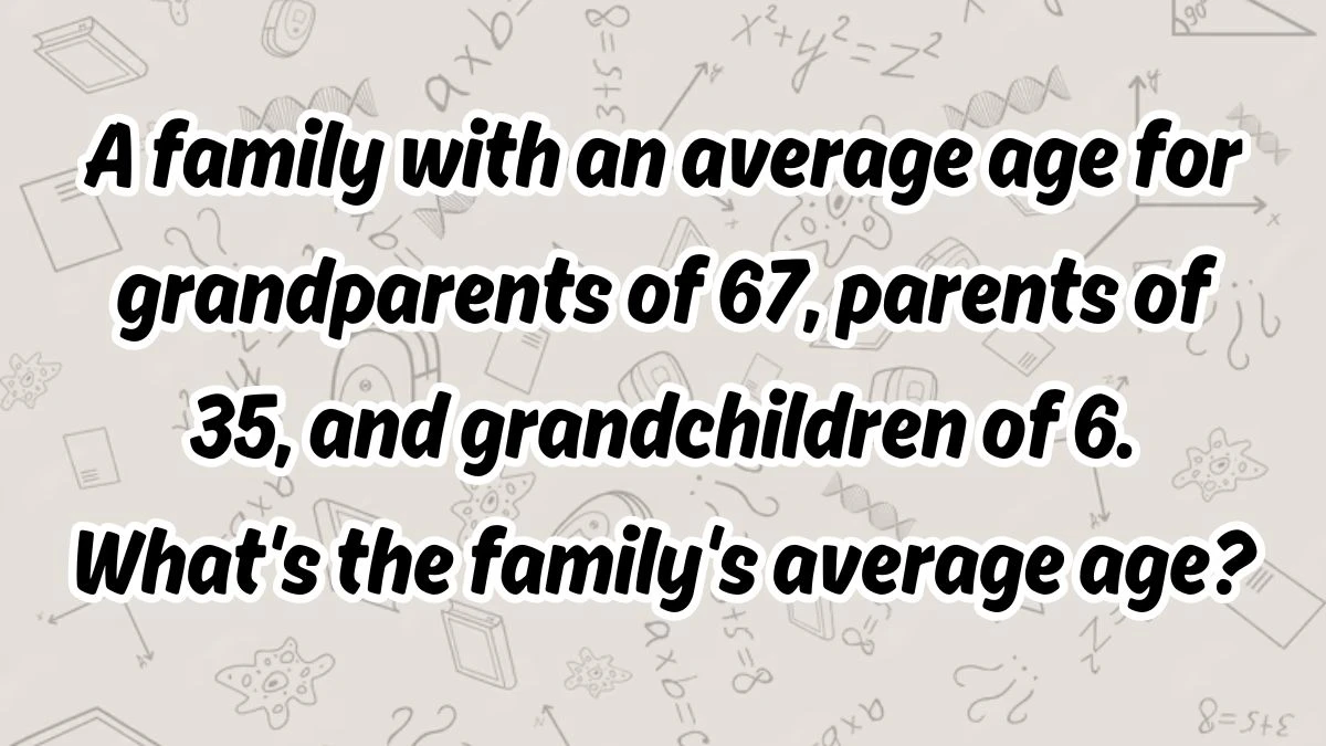 A family with an average age for grandparents of 67, parents of 35, and grandchildren of 6. What's the family's average age?