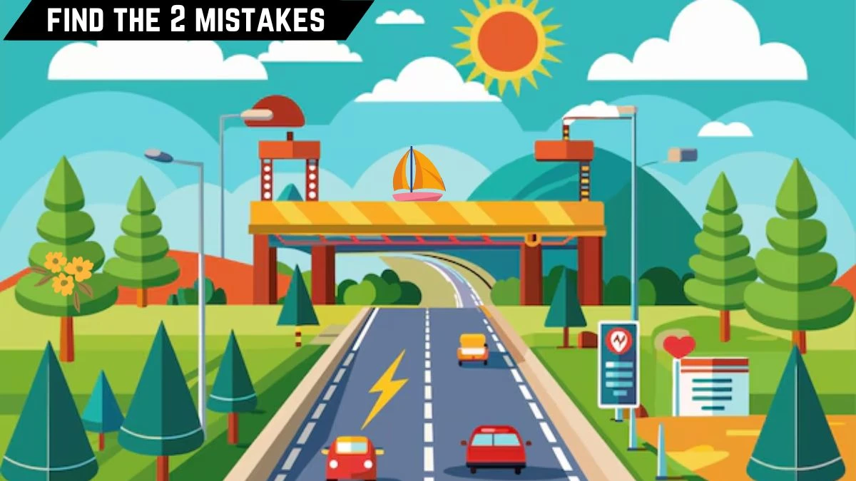 Brain Teaser IQ Test: Only High IQ Genius Can Spot the 2 Mistakes in this Road Image in 10 Secs