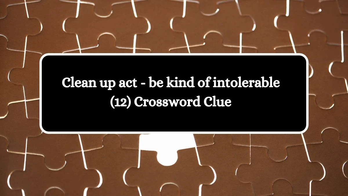 Clean up act - be kind of intolerable (12) Crossword Clue Answers on July 31, 2024