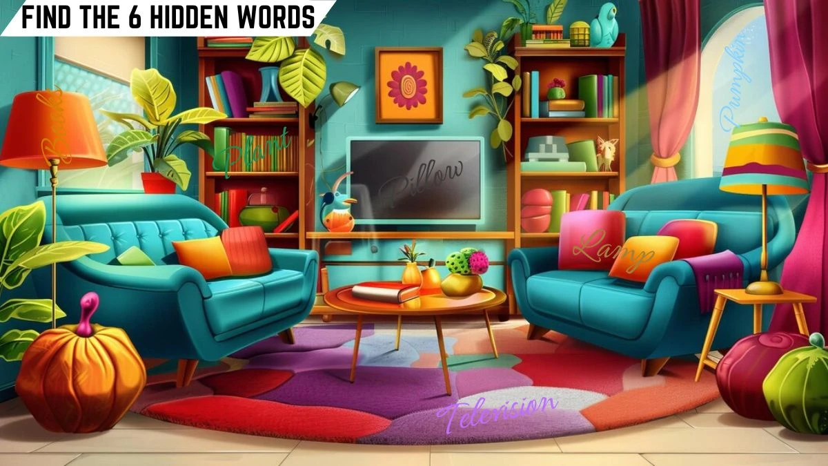 Genius IQ Test: Only 2 out of 10 can spot the 6 Hidden Words in this Living Room Image in 15 Secs