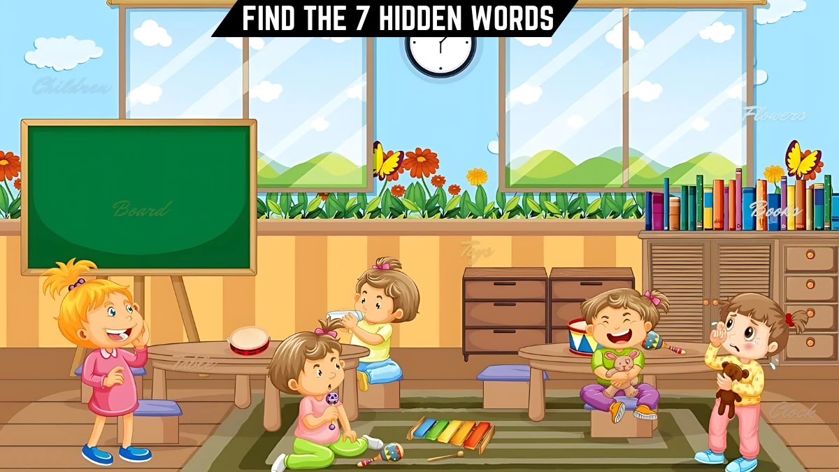 Genius IQ Test: Only highly intelligent minds can spot the 7 Hidden Words in this Kindergarten School Image in 14 Secs