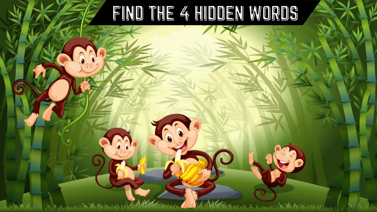 Genius IQ Test: Only those with high IQ can Spot the 4 Hidden Words in this Monkeys Image in 9 Secs