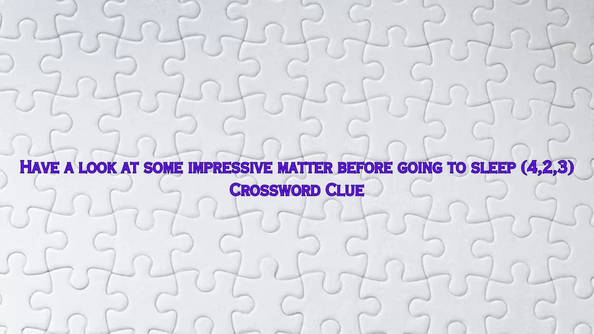 Have a look at some impressive matter before going to sleep (4,2,3) Crossword Clue Puzzle Answer from July 03, 2024