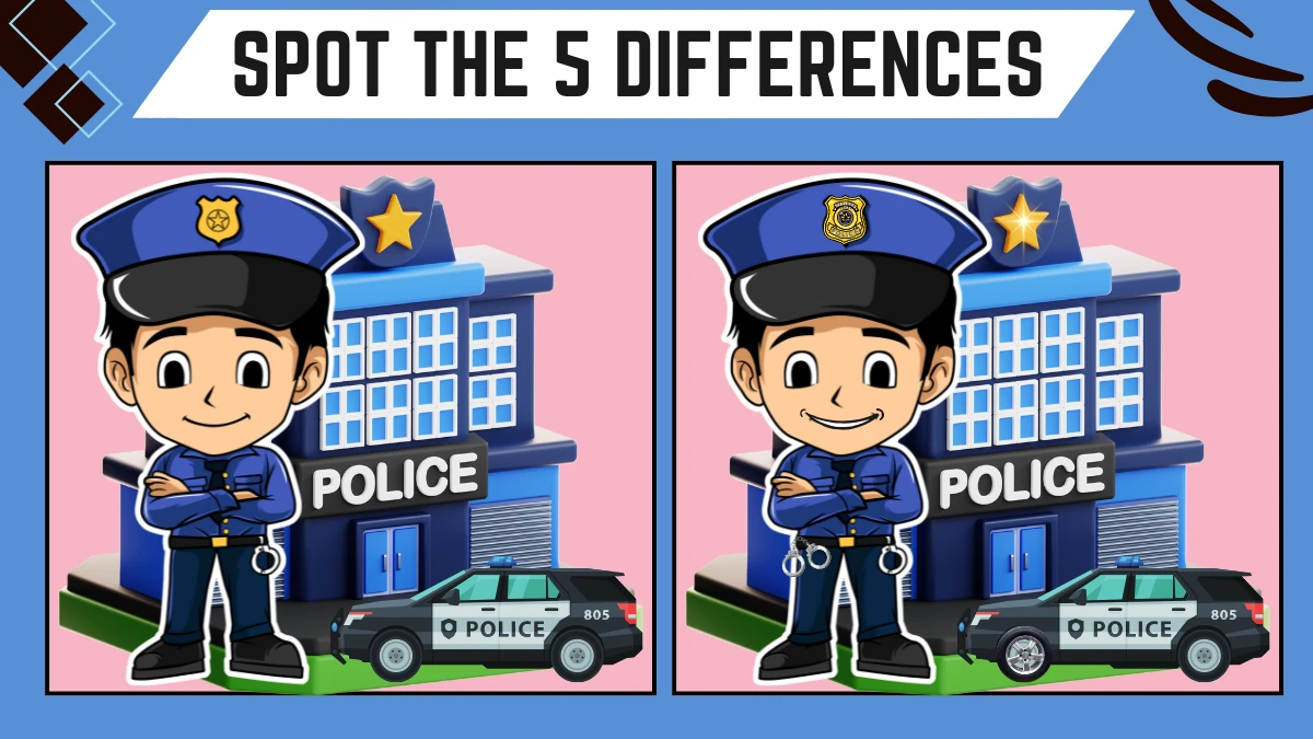 Optical Illusion Spot the Difference Picture Puzzle Game: Only Sharp Eyes Can Spot the 5 Differences in this Police Image in 14 Secs