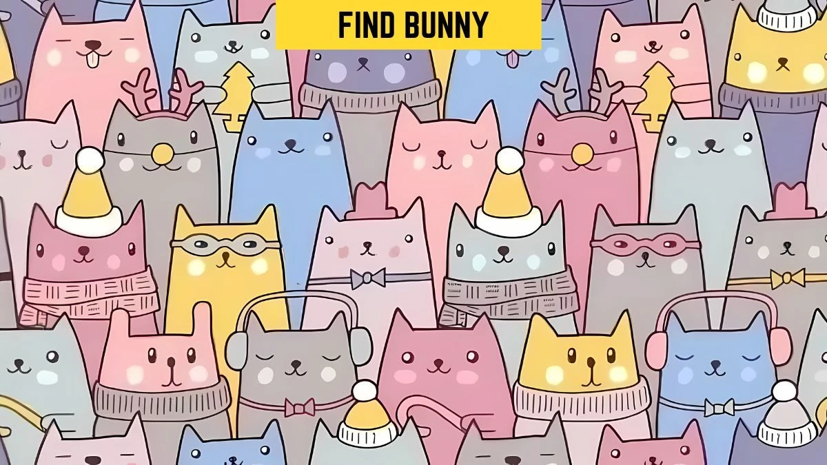 Optical Illusion Visual Test: Can you Find the hidden bunny among cats in 10 Secs