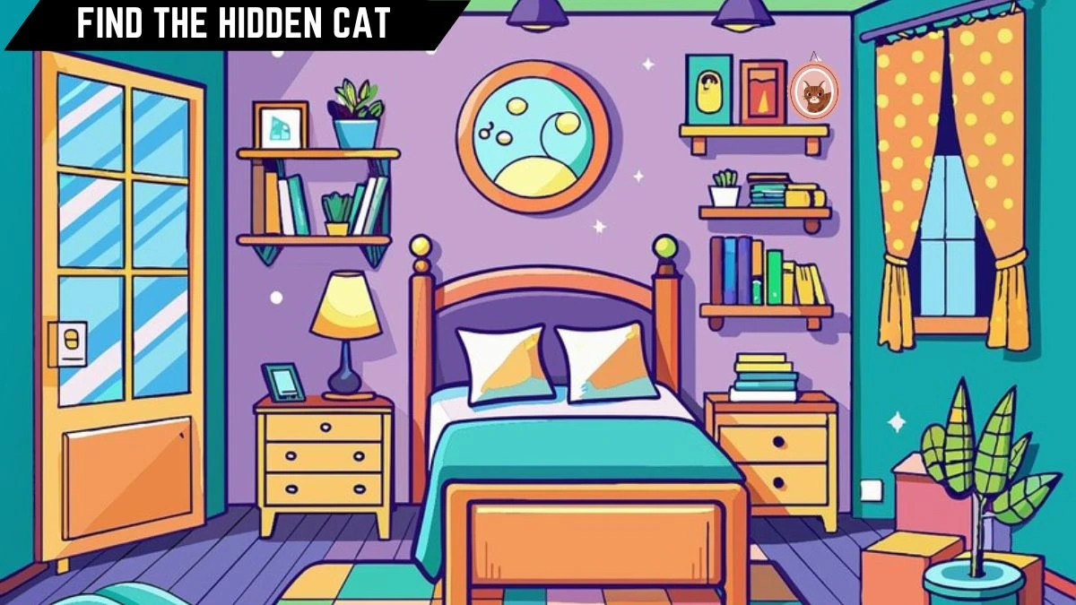 Optical Illusion Visual Test: Only People with excellent vision Can Spot the Hidden Cat in this Bedroom Image in 7 Secs