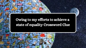 Owing to my efforts to achieve a state of equality Crossword Clue Puzzle Answer from July 27, 2024