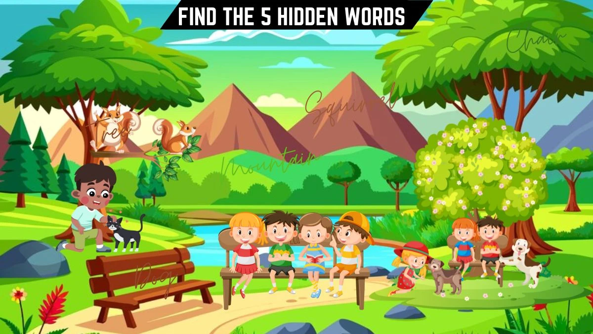 Picture Puzzle IQ Test: Only high IQ individuals Can Spot the 5 Hidden Words in this Park Image in 10 Secs