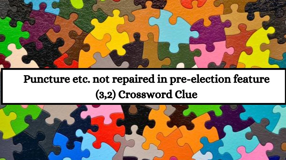 Puncture etc. not repaired in pre-election feature (3,2) Crossword Clue Puzzle Answer from July 18, 2024