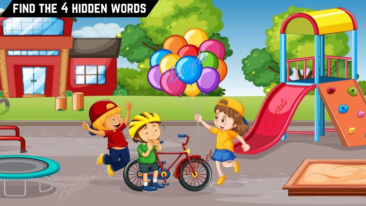 Puzzle IQ Test: Only 1 Out of 10 People Can Spot the 4 Hidden Words in this children's play area Image in 8 Secs