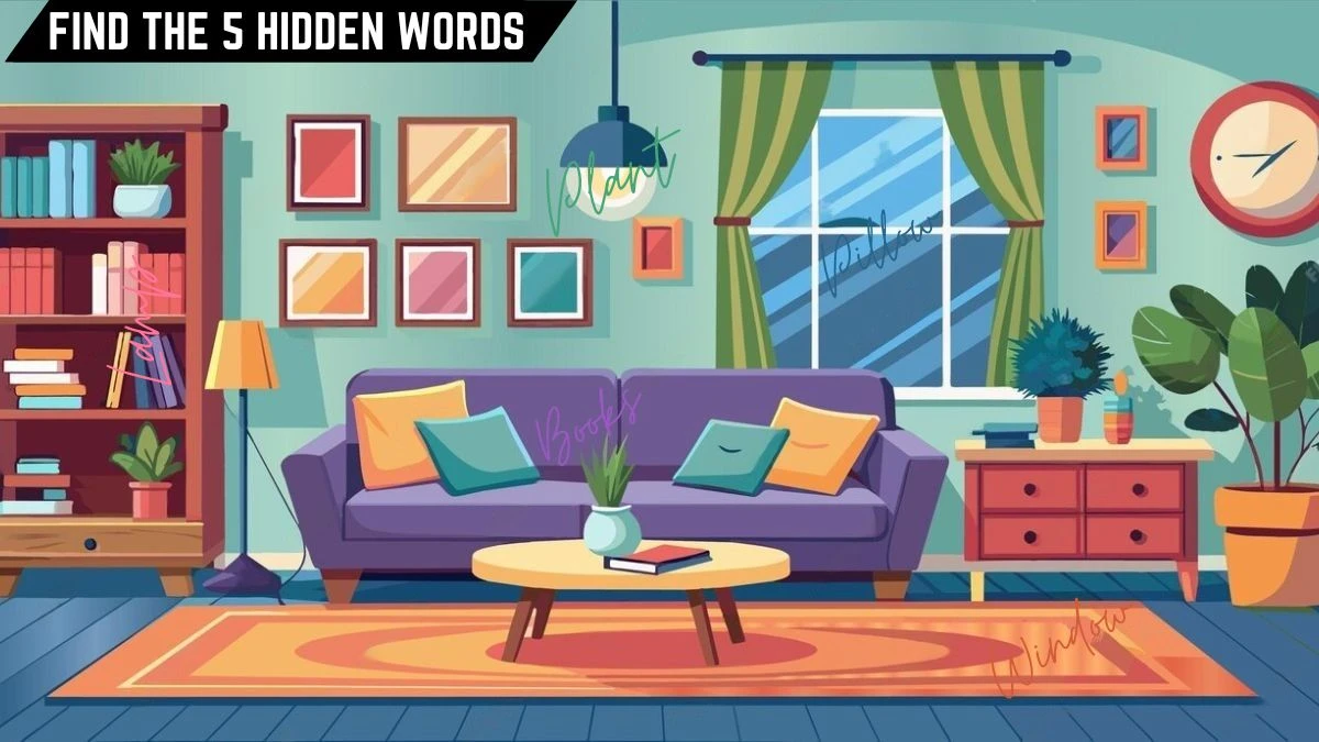 Puzzle IQ Test: Only 5 Out of 10 Can Spot the 5 Hidden Words in this Living Room Image in 10 Secs