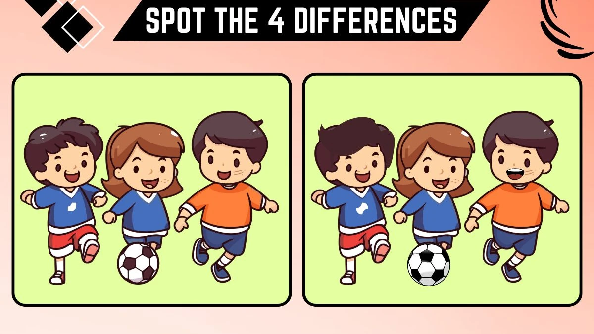 Spot the 4 Differences: Only People with 20/20 Vision Can Spot the 4 Differences in this Children Playing Football Image in 12 Secs