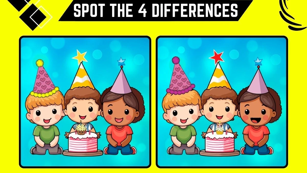 Spot the 4 Differences: Only People with Eagle Eyes Can Spot the 4 Differences in this Birthday Party Image in 13 Secs