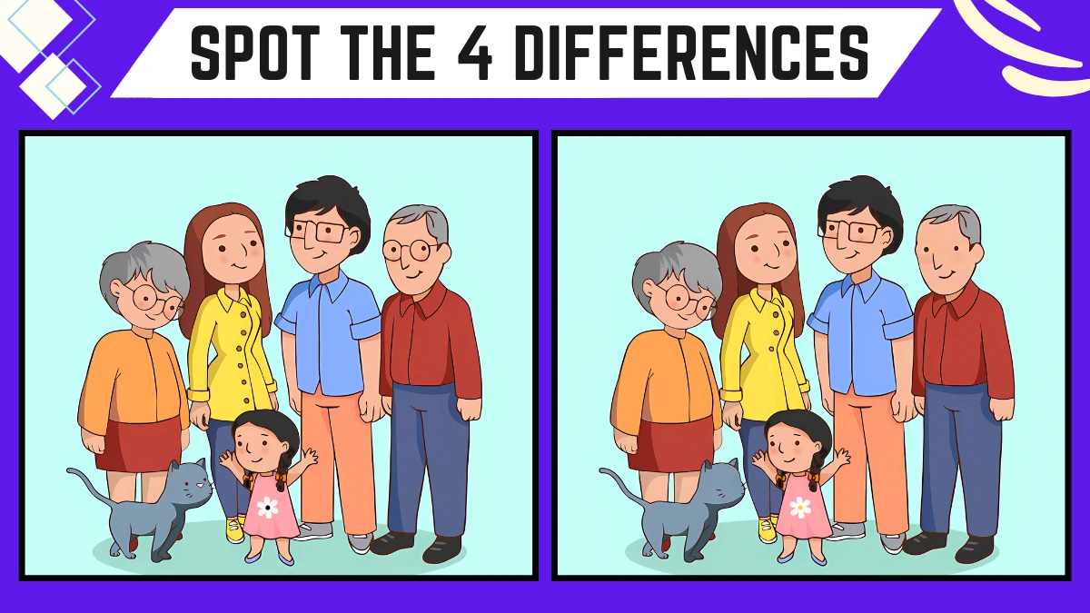 Spot the 4 Differences: Only People with Extra Sharp Eyes Can Spot the 4 Differences in this Family Image in 12 Secs