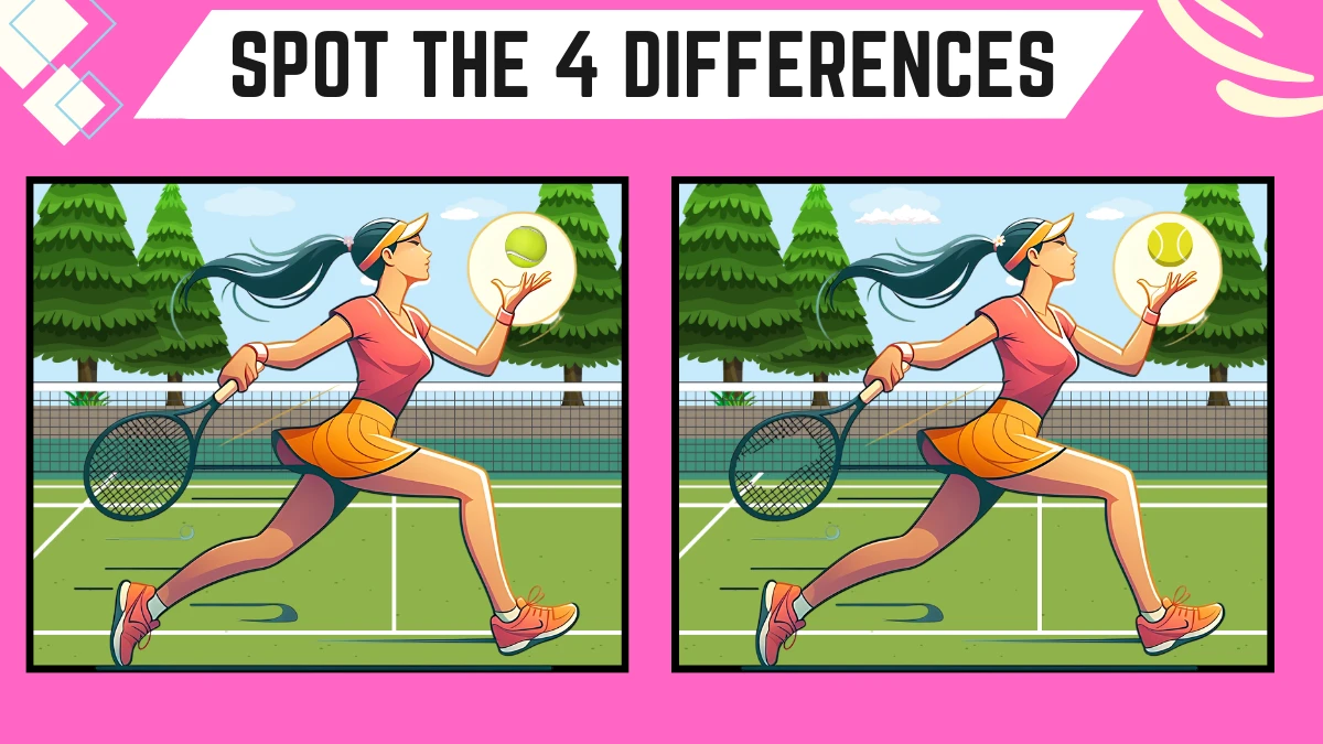 Spot the 4 Differences: Only the Sharpest Mind Can Spot the 4 Differences in this Girl Playing Tennis Image in 12 Secs