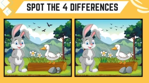 Spot the 4 Differences: Only the Sharpest eyes Can Spot the 4 Differences in this Duck and Rabbit Image in 14 Secs| Picture Puzzle Game