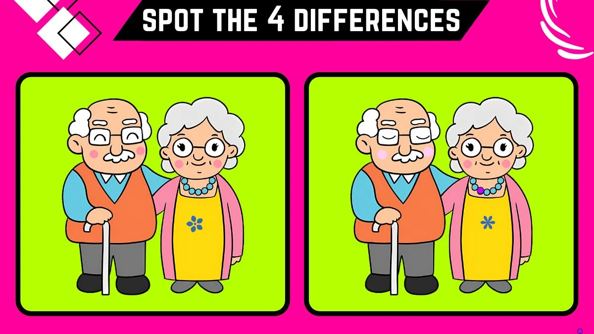 Spot the 4 Differences: Only X-Ray Vision People Can Spot the 4 Differences in this Old Couple Image in 12 Secs| Picture Puzzle Game