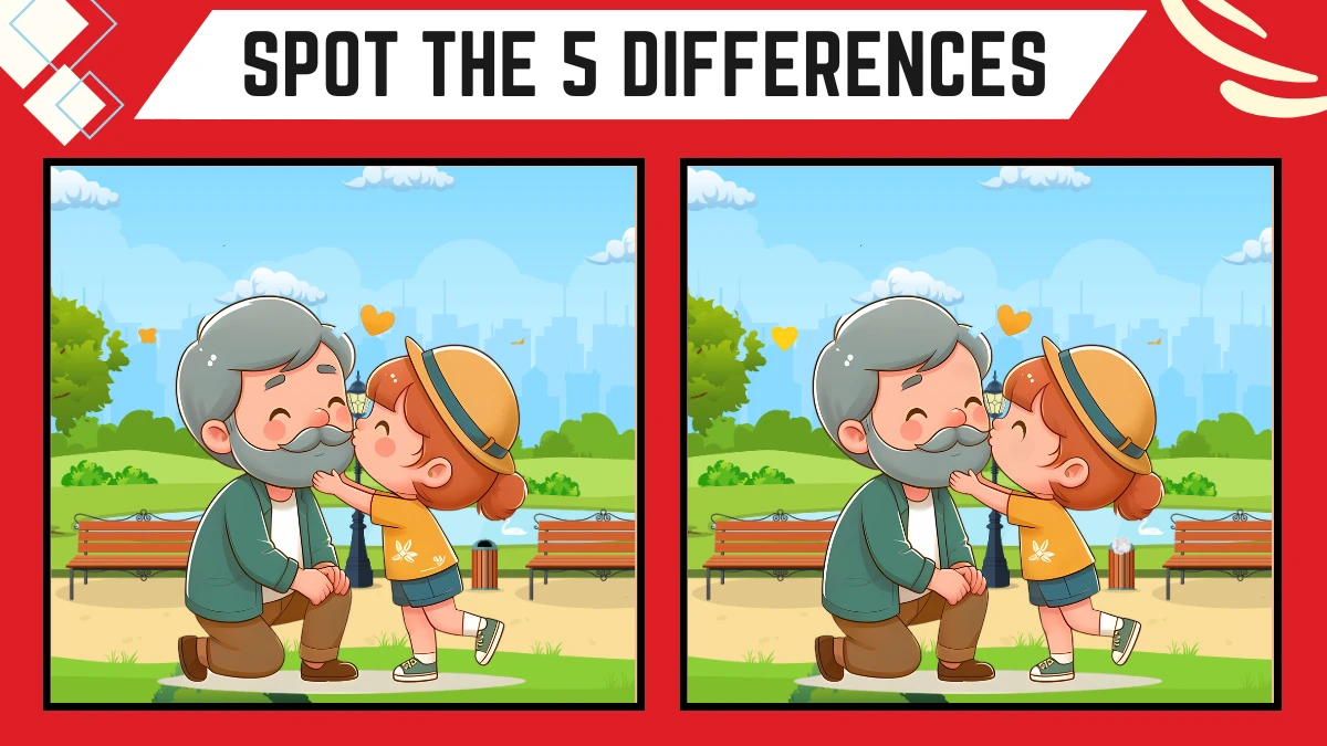 Spot the 5 Differences: Only People with 50/50 Vision People Can Spot the 5 Differences in this Father and Daughter Image in 16 Secs| Picture Puzzle Game