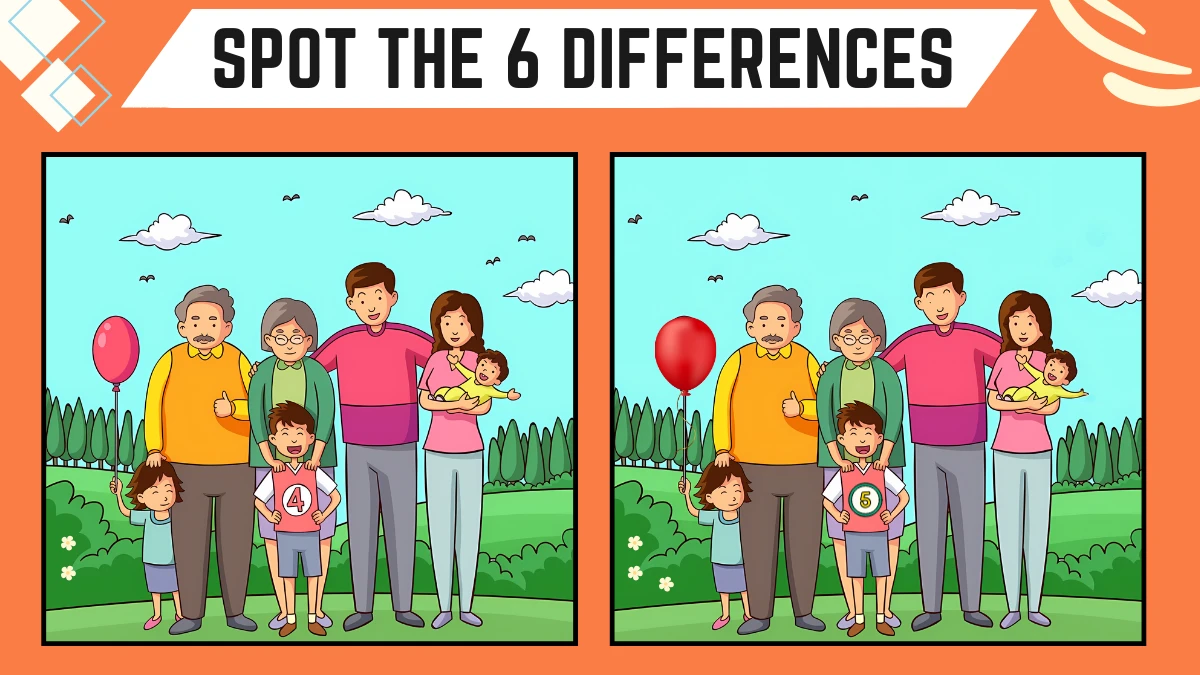 Spot the 6 Differences: Only the Sharpest Eyes Can Spot the 6 Differences in this Family Image in 15 Secs| Picture Puzzle Game