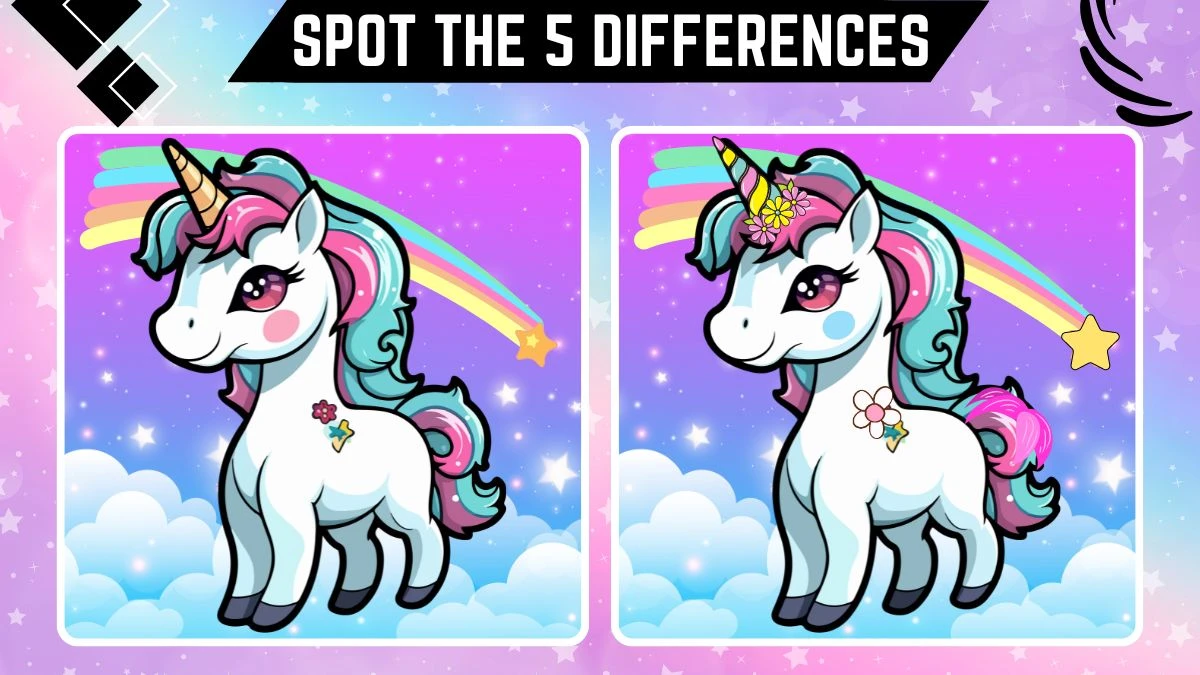 Spot the Difference Game: Only 50/50 Vision Can Spot the 5 Differences in this Unicorn Image in 14 Secs