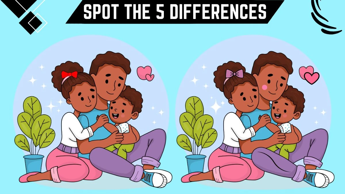 Spot the Difference Game: Only 50/50 Vision People Can Spot the 5 Differences in this Family Image in 14 Secs