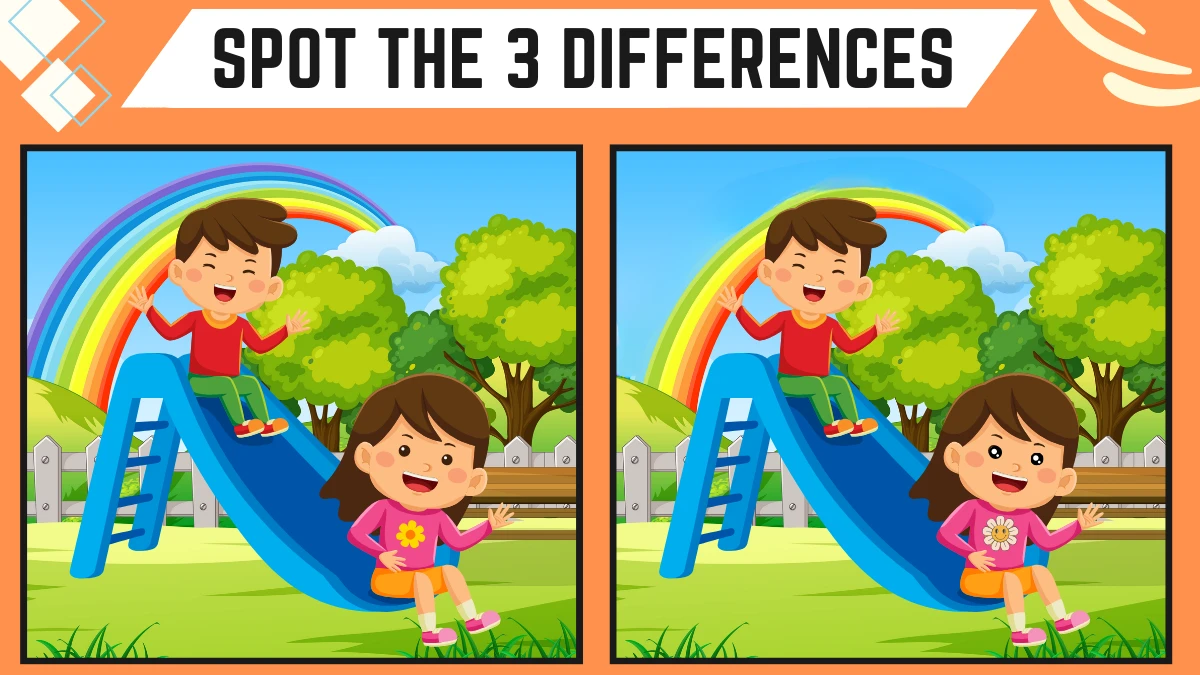 Spot the Difference Game: Only eagle eyed persons can spot the 3 differences in this kids playing slide Image in 10 Secs