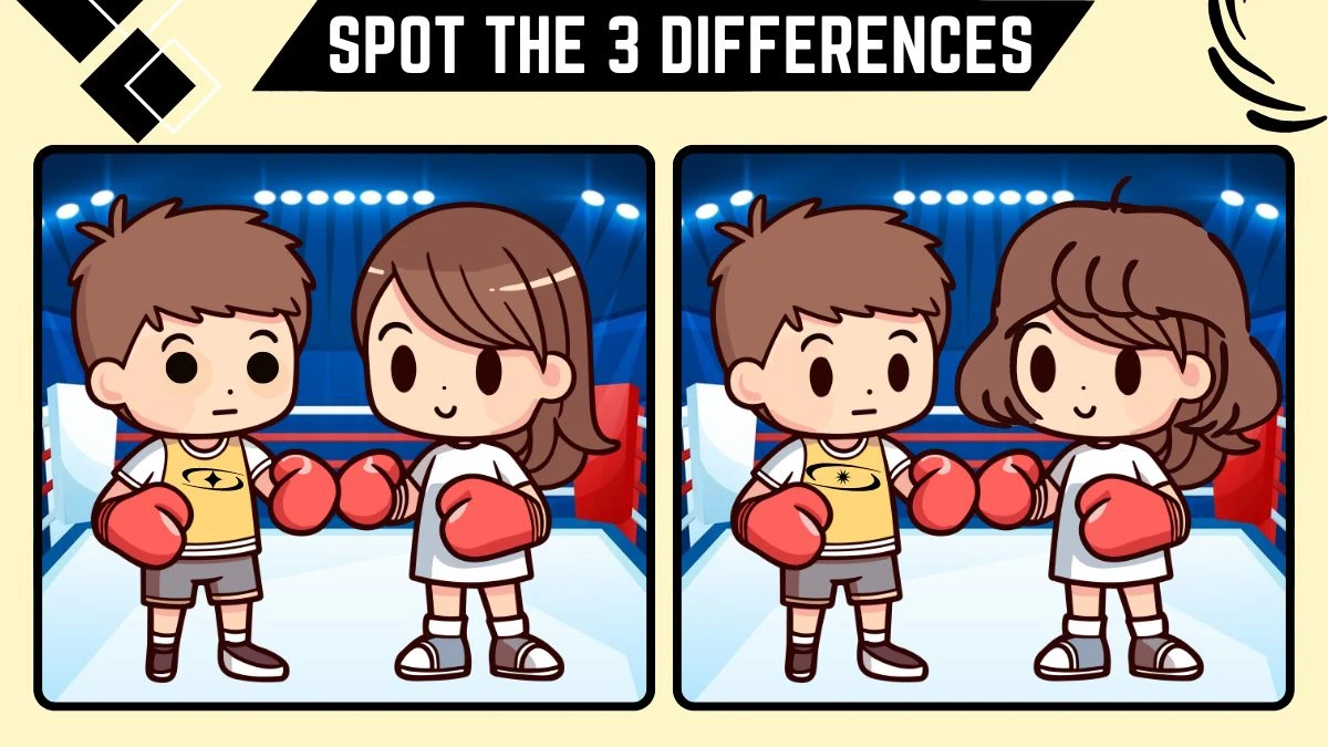 Spot the Difference Game: Only People with 20/20 Vision Can Spot the 3 Differences in this Brother and Sister Boxing Image in 9 Secs