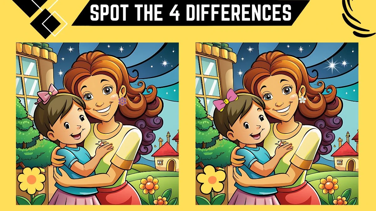 Spot the Difference Game: Only People with 20/20 Vision Can Spot the 4 Differences in this Mom and Daughter Image in 12 Secs