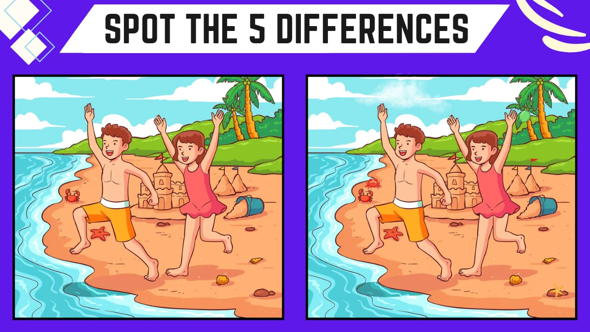 Spot the Difference Game: Only People with Sharp Eyes Can Spot the 5 Differences in this Beach Image in 15 Secs