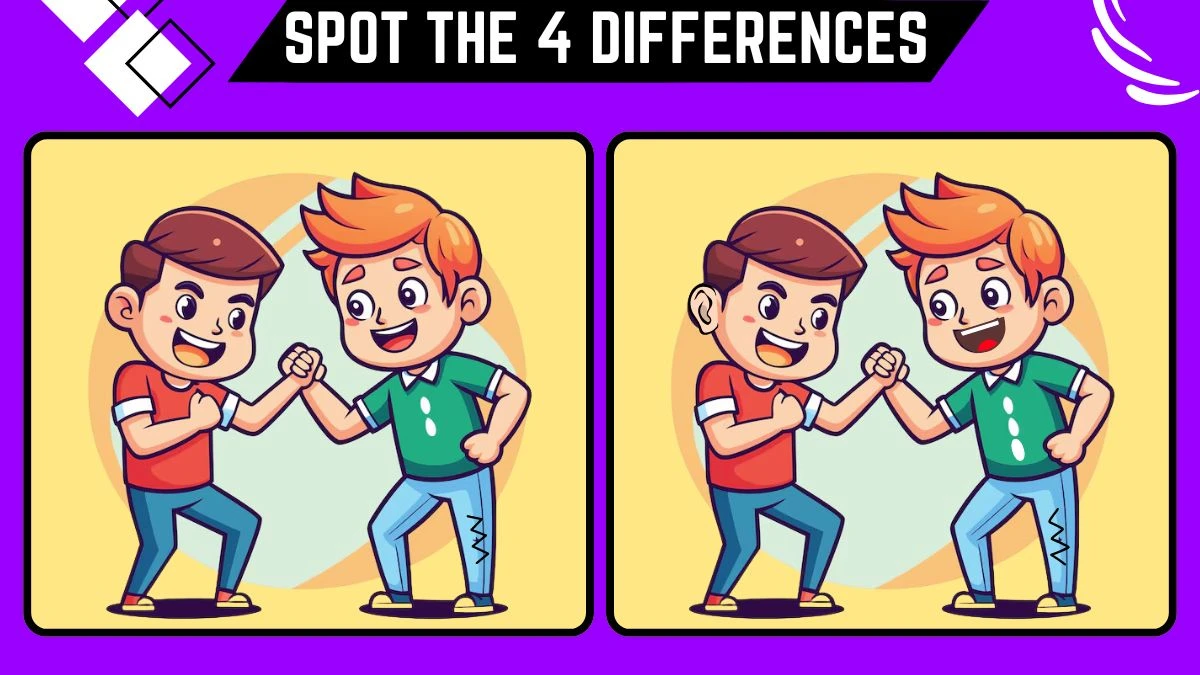 Spot the Difference Game: Only Sharpest Eyes Can Spot the 4 Differences in this Brothers Fighting Image in 12 Secs