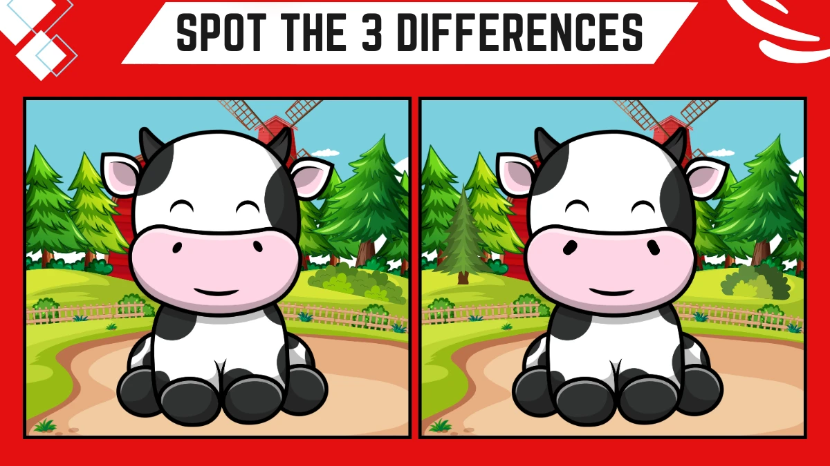 Spot the Difference Picture Puzzle Game: Only Sharp Eyes Can Spot the 3 Differences in this Cow within 8 Secs