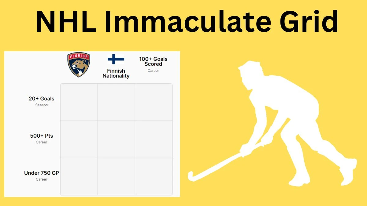 Which Finnish player has played for Under 750 GP Career? NHL Immaculate Grid Answers for July 08, 2024